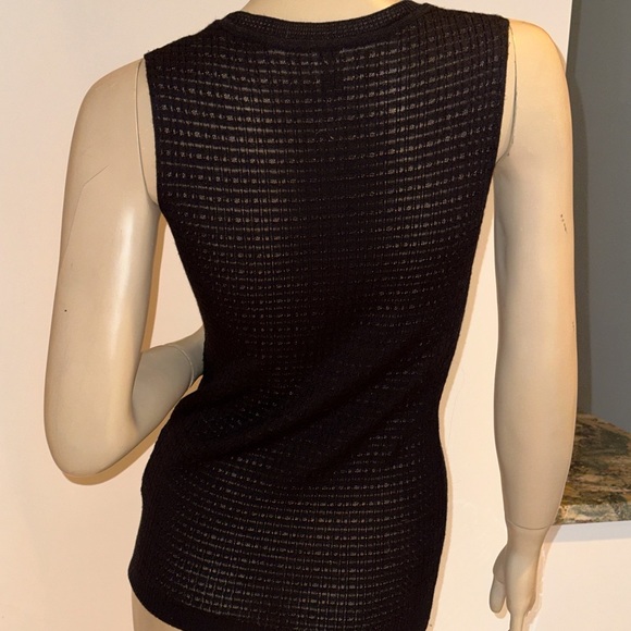 M Missoni Black Pointelle Knit Acrylic Wool Shell Tank Top 42 6 - Picture 3 of 6